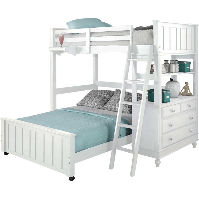 Three Posts™ Baby & Kids Twin Over Full LShaped Bunk Beds with Shelves by Three Posts™ Baby